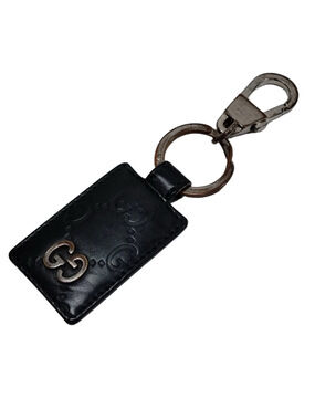 Gucci Black Leather Key Holder with Silver Clip